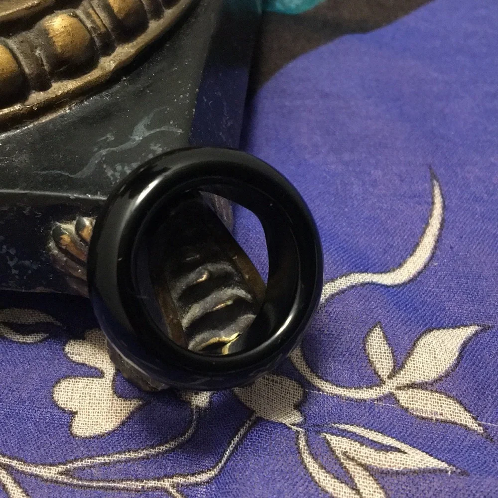 🎲TRADED🎲BLACK AGATE ring, unisex band - Picture 12 of 17